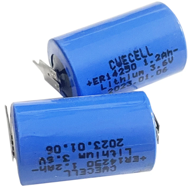 

500PCS Li-SOCI2 Battery Bobbin Type 1/2 AA ER14250 3.6V 1200mAh Primary Lithium Battery Non-rechargeable With 2PT Tabs Customize