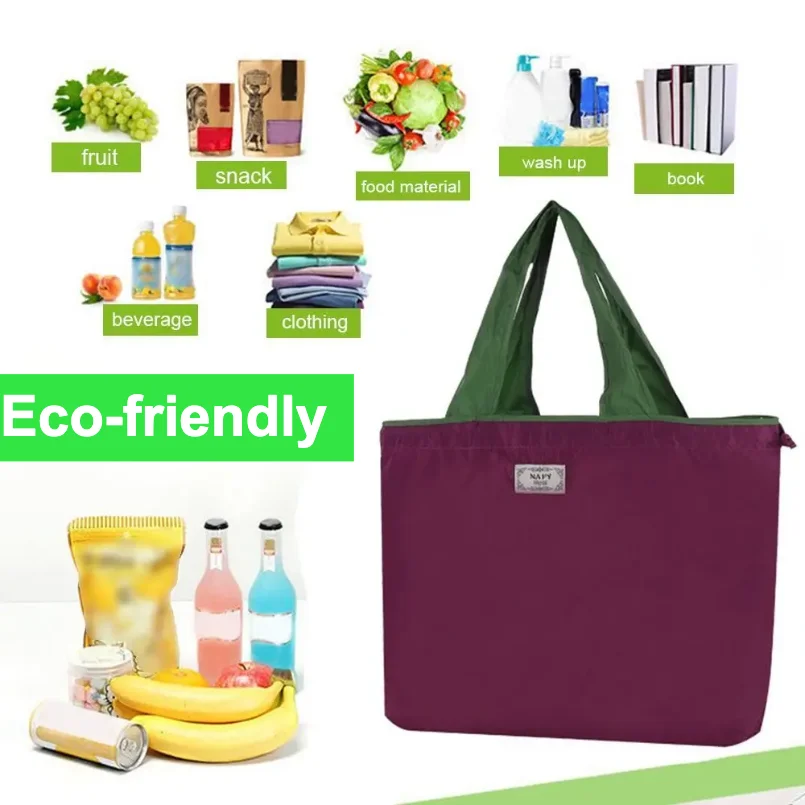

Universal Drawstring Eco-Friendly Supermarket Shopping Bag Fashion Foldable Shoulder Bag Reusable Waterproof Travel Grocery Bag