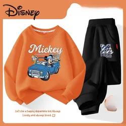 Autunno neonata ragazzo vestiti Set bambini Disney Mickey stampa felpa Top e pantaloni fondo 2 pezzi tuta in cotone