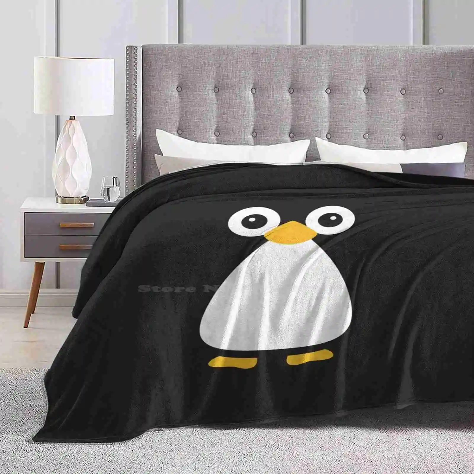 Cute Vector Penguin Top Quality Comfortable Bed Sofa Soft Blanket Penguin Bird Nature Cute Kawaii Antartica Snow Cartoon Funky