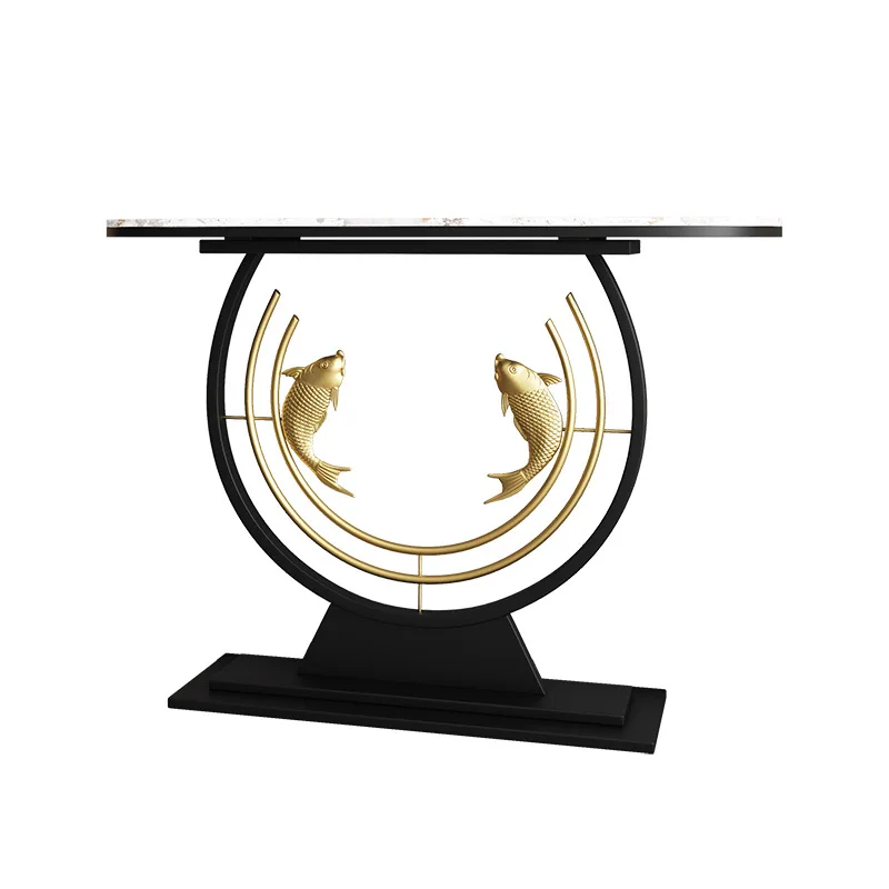 

New Chinese-style entrance, table, table, living room against the wall, facing the door, light luxury entry