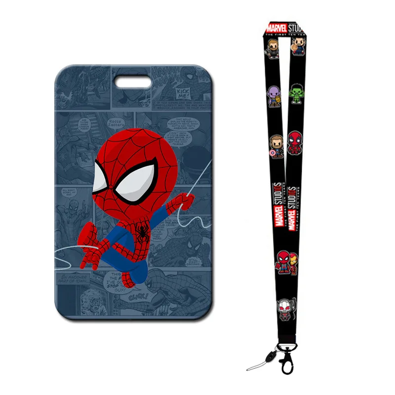 New Marvel Anime Card Cover Spiderman Iron Man Pvc Card Student Campus Card Holder Lanyard Id Card Cover Toys for Children Gifts