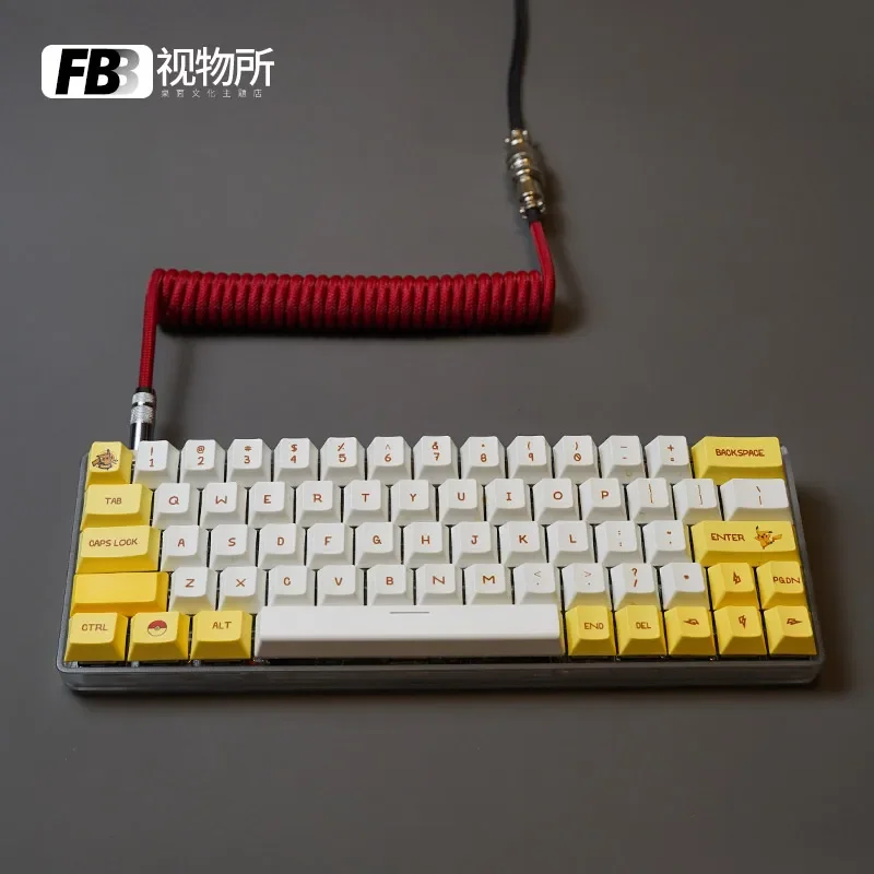 FBB Cables Type C Handmade Customized Mechanical Keyboard Cable for Theme SP Keycap Line Red and Black USB