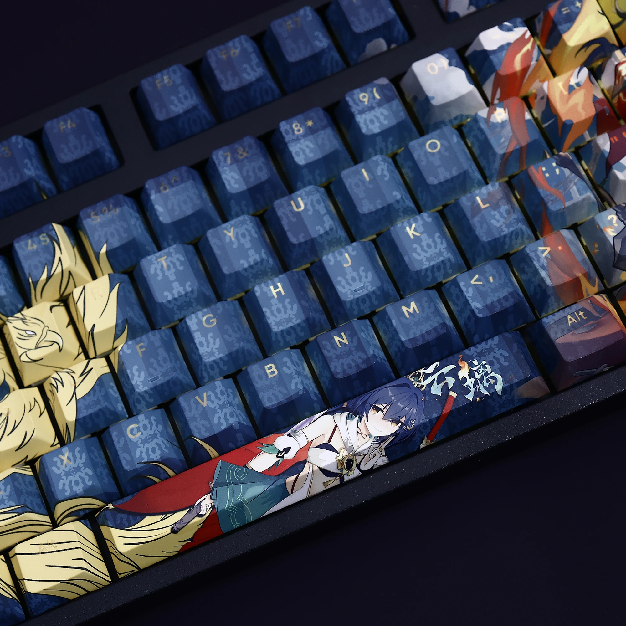 108 Tasten/Set Yunli Honkai: Sterns chiene pbt Kirsch profil DIY benutzer definierte Tasten kappen für MX-Schalter mechanische Tastatur Anime Spiel Geschenk