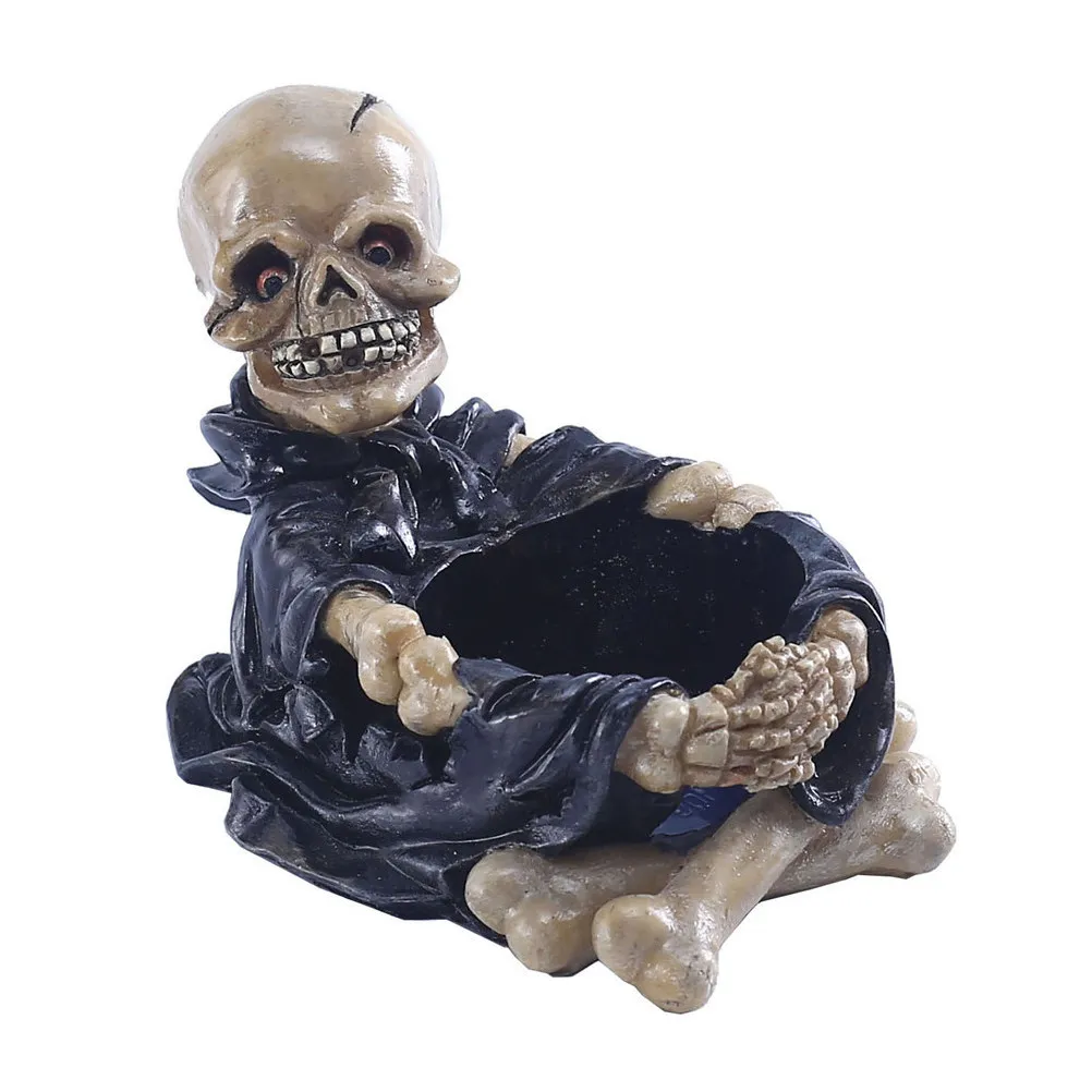 Halloween Resin Statue Ashtray Candle Holder Creative Desktop Ornament Stand for Home Party Decor