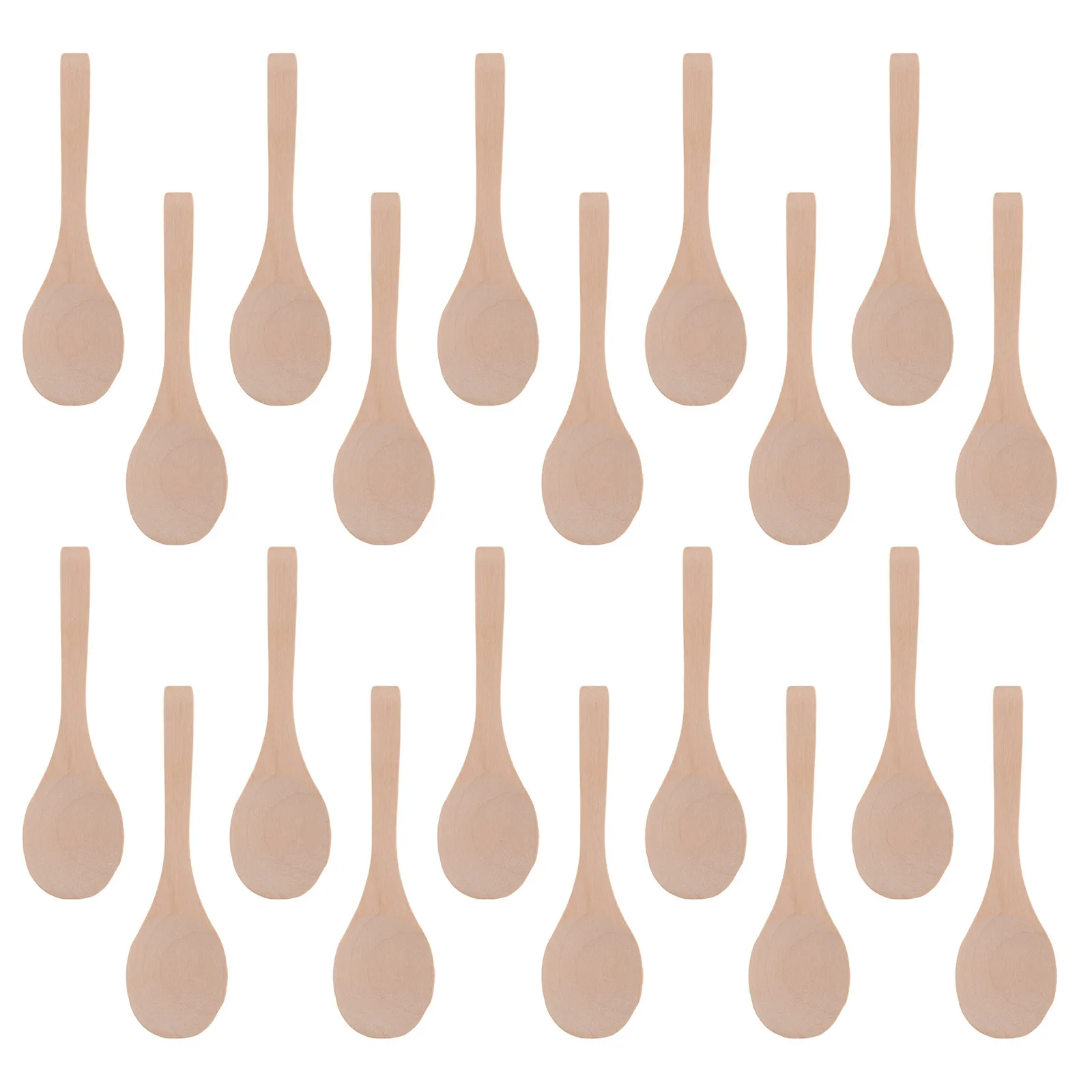 

20Pcs Unpainted Wood Mini Spoons Hand Polished Small Round Utensils for Sugar Salt Soup Honey Spices Dessert Kitchen Use