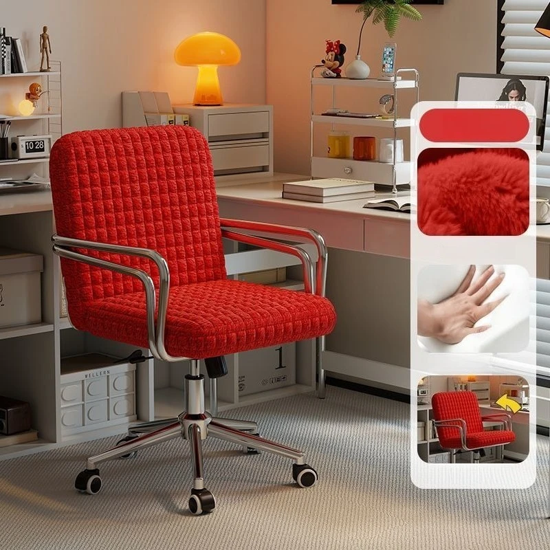 

#d forModern Checkered Retro Office Chair Vintage Upholstered Swivel Desk Chair Minimalist Home Office Furniture*