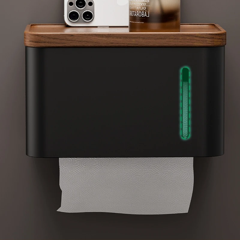 Light luxury bathroom toilet paper box bathroom toilet tissue box walnut waterproof shelf hand towel box
