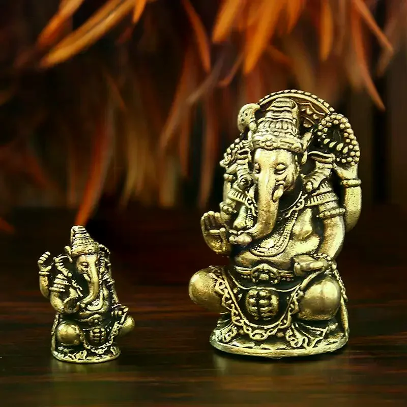 1/3PCS Asia India Thailand Elephant God Figure Sculpture Mini Vintage Brass Ganesha Statue Home Office Desk Decorative Ornament