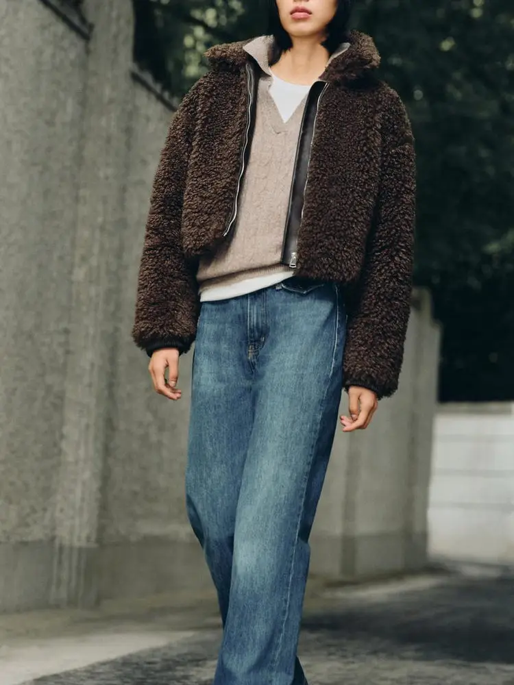 ربيع 2026 Faion جلد رقيق Fce سستة Jaet ort ملابس خارجية للنساء طويلة Sve الوقوف صالح الأوروبي Sle