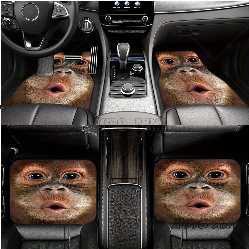 3D Multi-functional Car Floor Mat Painted Hip Hop Funny Animal Monkey Gorilla Universal Car Mat Non-slip Car Decoration Dirt-res