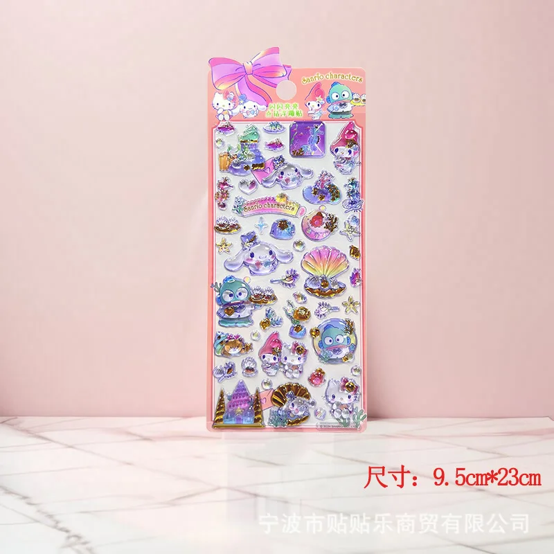 4 szt. Naklejek 3D Hello Kitty Kawaii z wytłoczeniami, urocze naklejki Kuromi do samodzielnego ozdabiania etui na telefon komórkowy, naklejki papiernicze, prezent