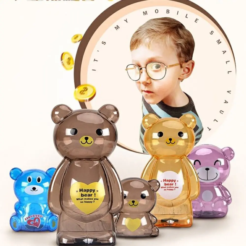 Kreative Kleine Bär Sparschwein Transparente Münze Papier Geld Sparen Box Nette Safe Kinder Urlaub Geschenk Desktop Decor