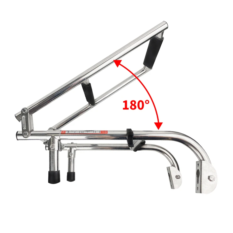 

Marine polished Stainless Steel Folding Ladder Marine Pontoon Ladder 2+1 Step for boat