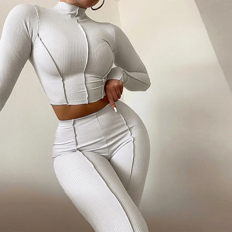 

Ladies Matching Set High Waist Slim Pants Suit Jumpsuit Overall Spring Summer