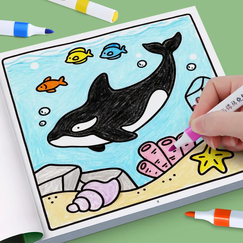 Children's Painted Painting Book Ocean Scene Bold-Easy Coloring Book Picture Book School Early Education Enlightenment