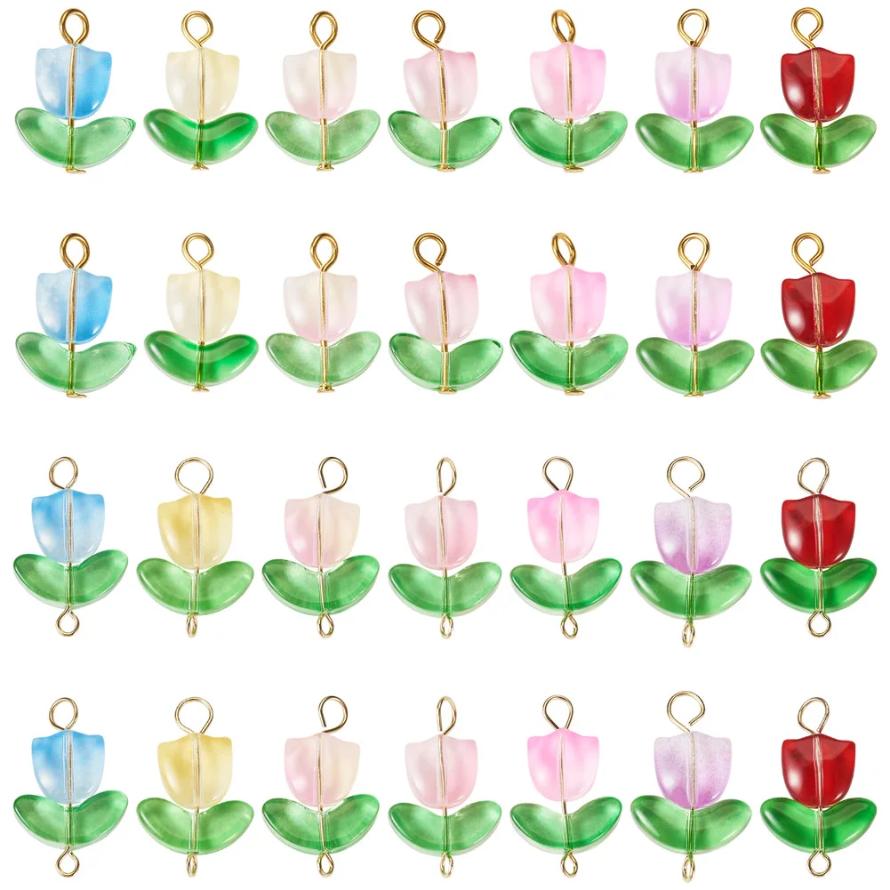 

56 шт. стеклянный кулон и разъем с двойным отверстием, комплект подвесок с цветком, разъем для молитвенного ожерелья, DIY ювелирные изделия