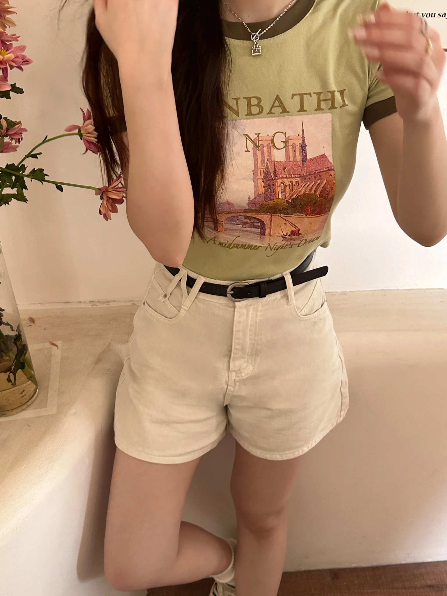 

Xiao en Meimei High Waist Slimming Hot Pants Retro Casual White Denim orts 2023 New Women's Jeans Summer Faion