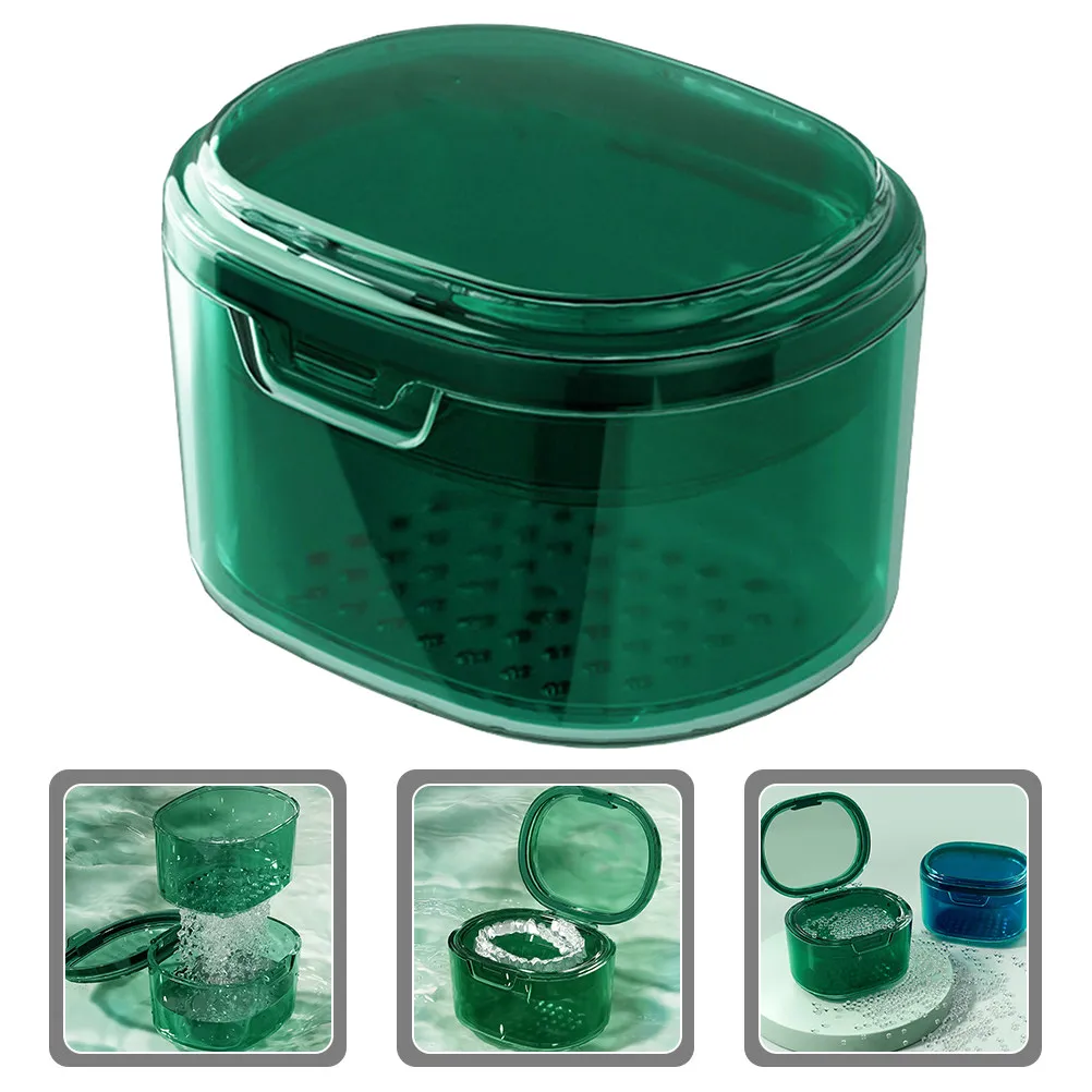 

Denture Case Retainer Storage Small Portable Braces Box Lightweight Leak Proof Silicone Ring Double Layer Cleaning Use