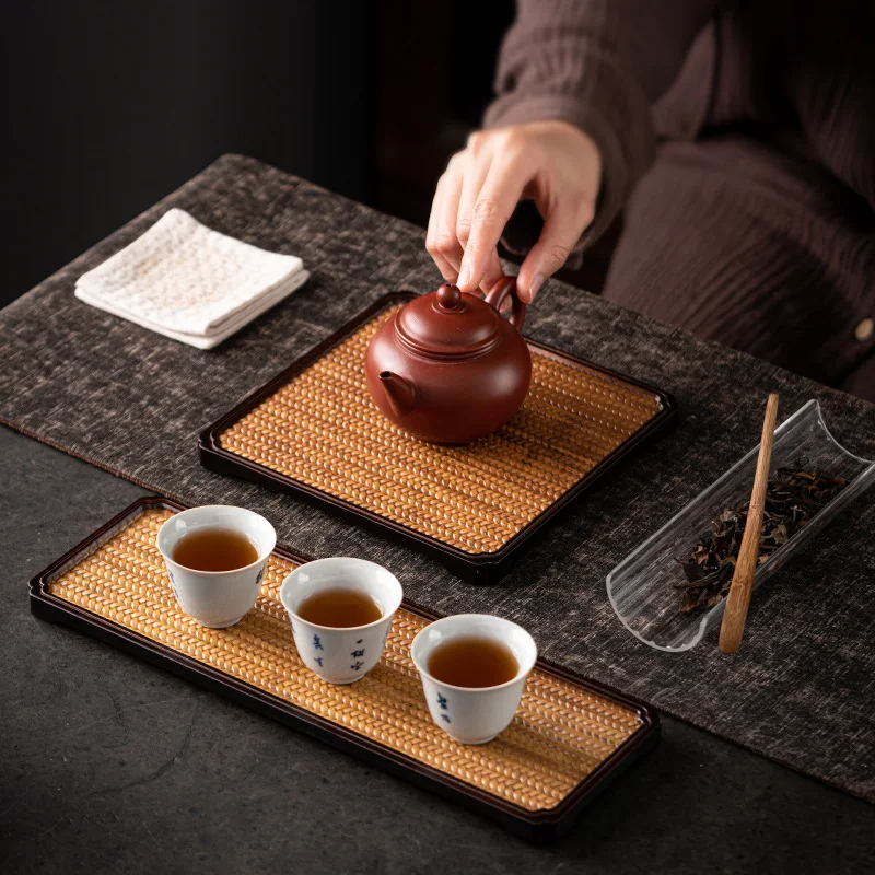 PINNY Japanese Style Bamboo Tea Tray Kung Fu Tea Accessories Environment Nature Tea Board Teapot Crafts Tray