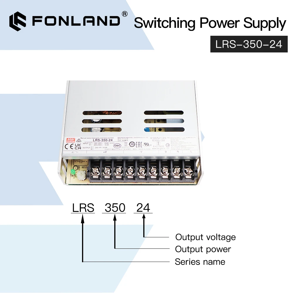 Imagem -03 - Fonte de Alimentação de Comutação do Poço Médio Lrs350 12v 24v 36v 48v 350w Única Saída tipo Fechado Fonte de Alimentação de Comutação