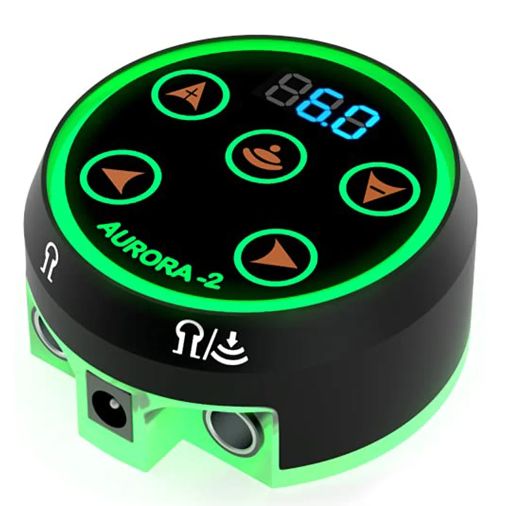 

Блок питания для тату-машинок ABFA Aurora-2 с цветной индикацией напряжения и адаптером для катушечных и роторных тату-машинок