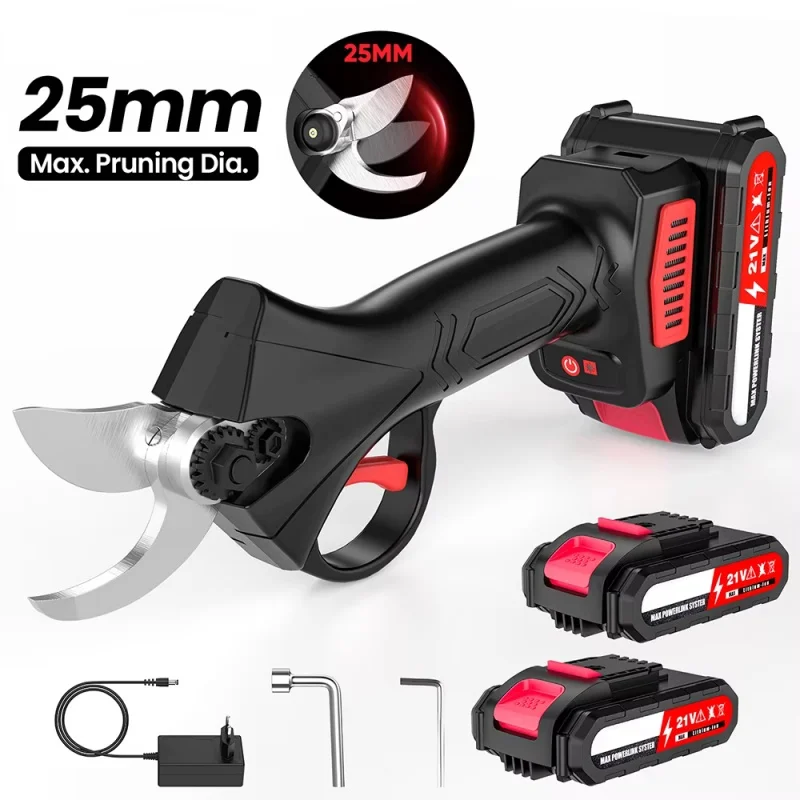 GECOFEER 21V 50w ciseaux à branches électriques sans fil 35mm sécateur Lithium Rechargeable outil de coupe de jardin tondeuse à arbres fruitiers