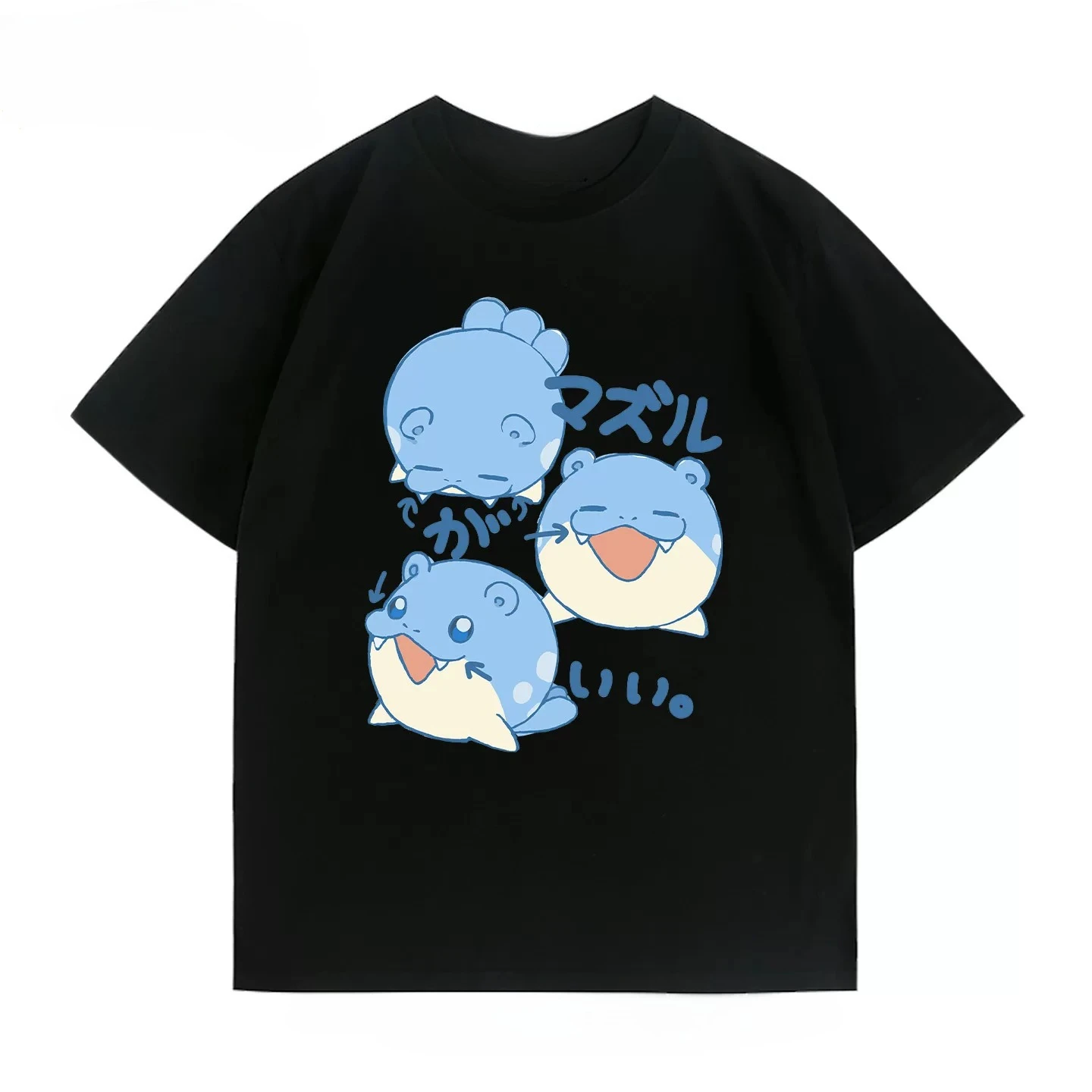 Bandai Licensed Pokemon Tee Men's Women's Black Retro Cool Graphic Art Print Oversized Short Sleeve Streetwear Top Y2k