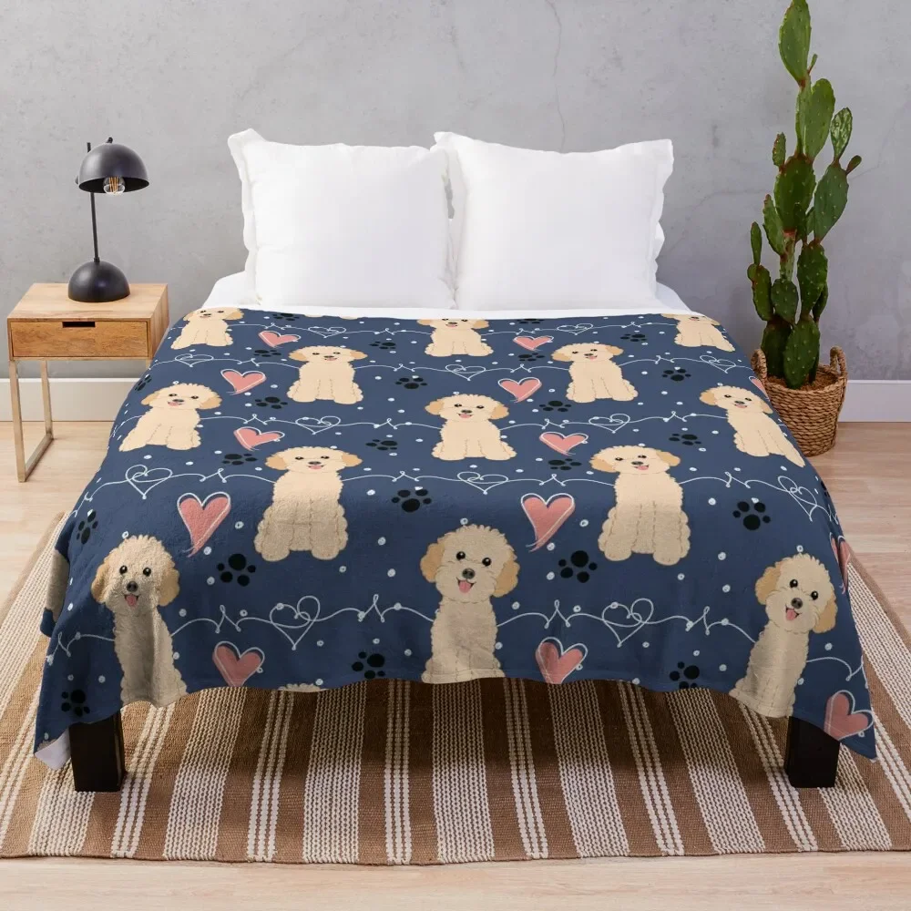 

LOVE Apricot Toy Poodle Throw Blanket Outdoor Soft Blanket for Picnic Beach Camping