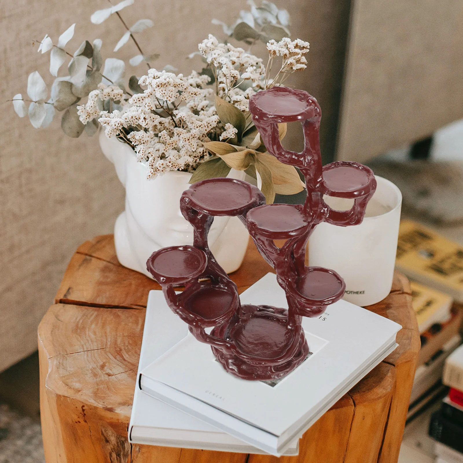 حامل وعاء عالي التحمل متعدد الطبقات من الراتنج، حامل عرض داخلي للمنزل، حامل نبات أخضر، حامل نبات بوعاء