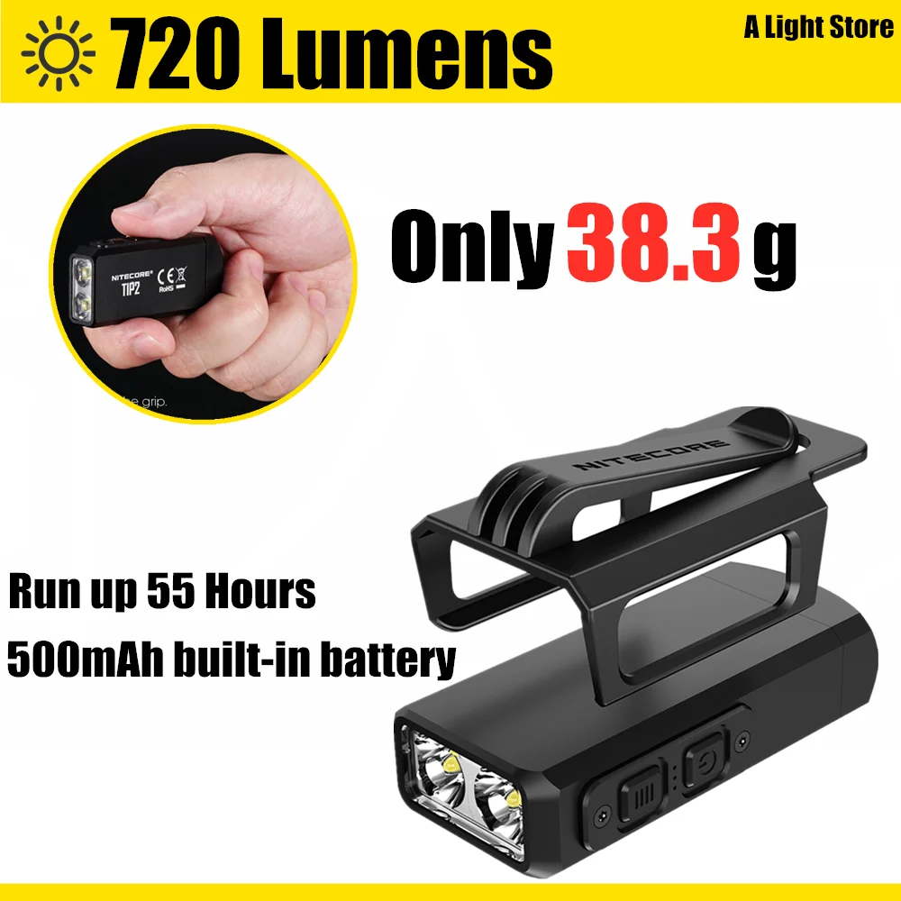 Flashlight Original NITECORE TIP2 Keychain Light CREE XP-G3 S3 720 lumen USB Rechargeable Keychain Flashlight with Battery