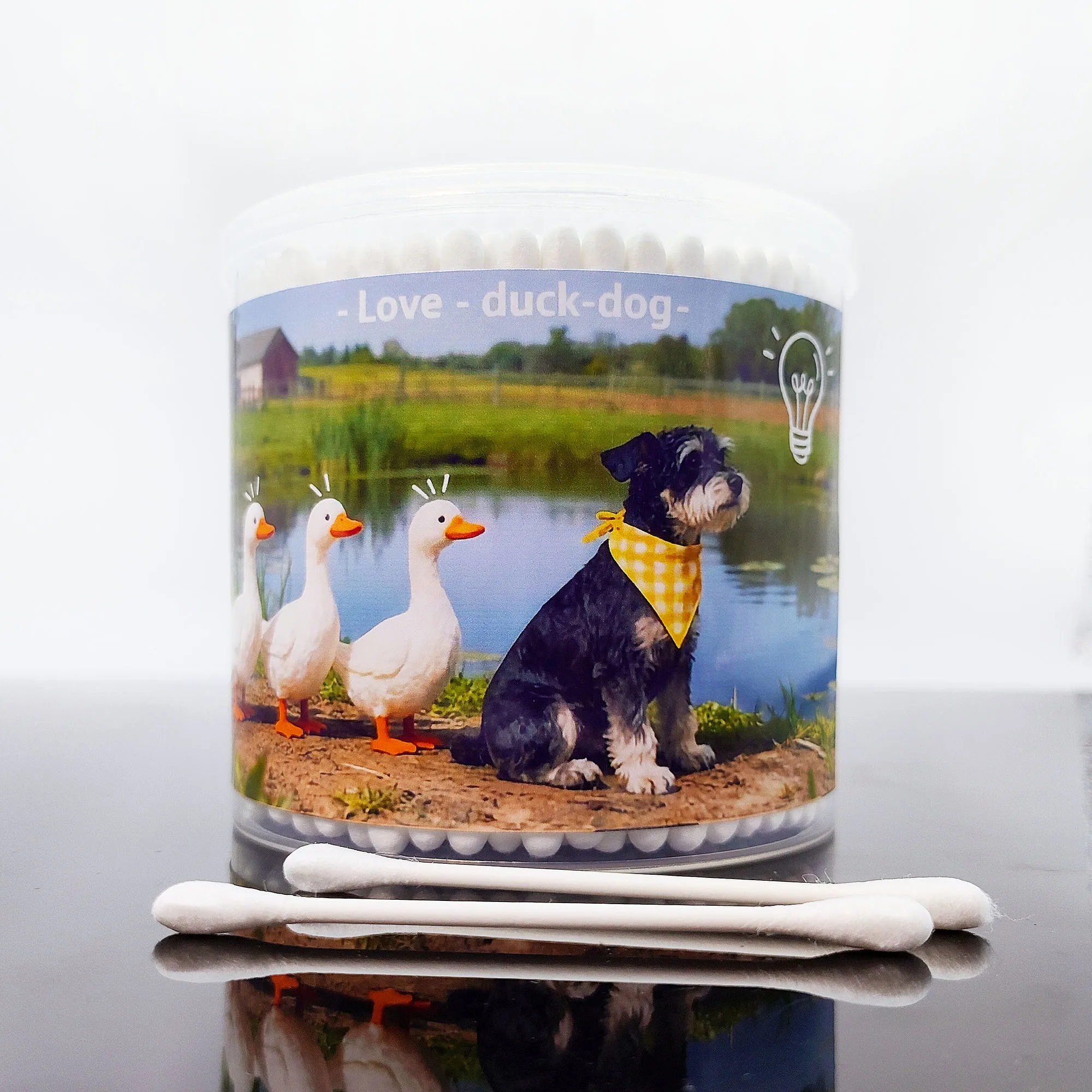 300 قطعة من مسحات القطن ذات طابع حيواني، مسحات قطنية سميكة برأسين، مسحات قطنية مستديرة مزدوجة.