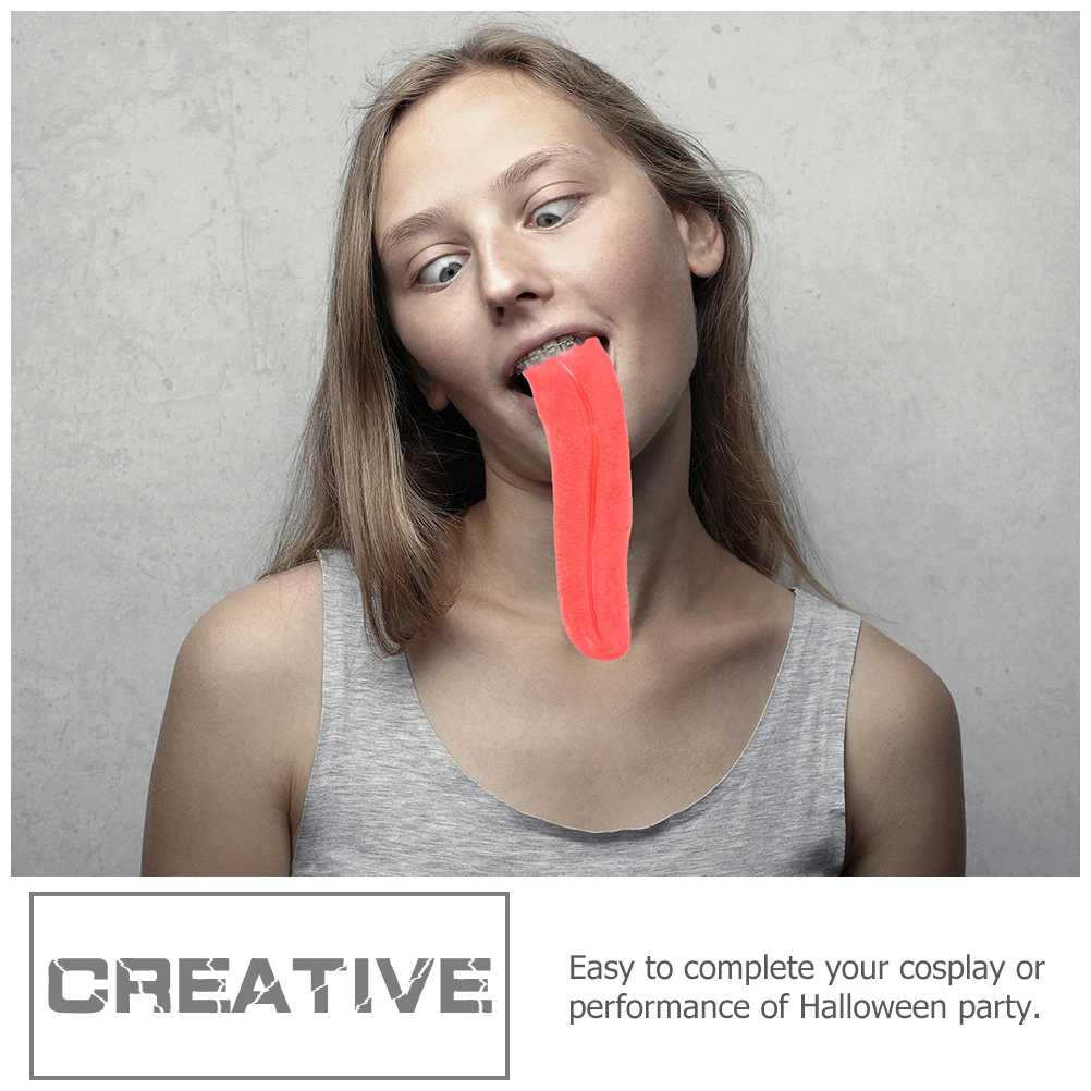 Accesorios de lengua larga roja, materiales Premium, lenguas falsas, demonio, broma divertida, vinilo, 2 uds.