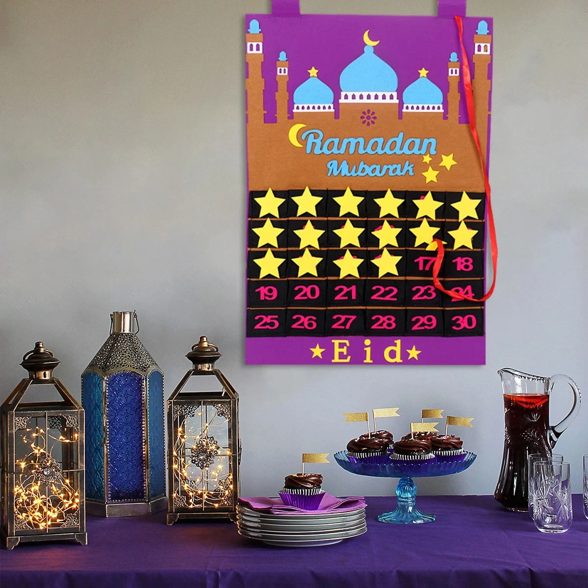 

Ramadan Countdown Felt Calendar Eid Mubarak Decorations For Home Islamic Muslim Party Decor Ramadan Kareem Eid Al Adha Kid Gifts