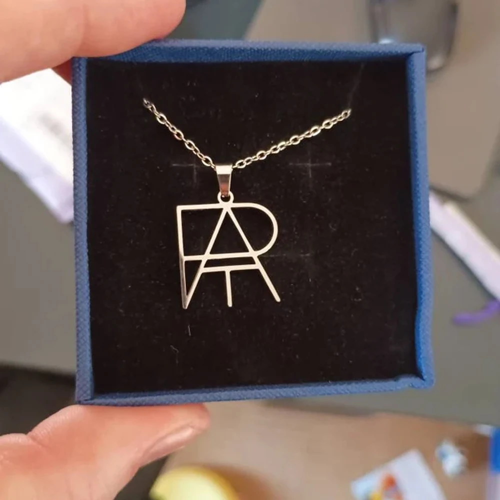 Atoztide Personalized Custom Logo Name Necklace for Women Monogram Handmade Pendant Stainless Steel Link Chain Jewelry Gift