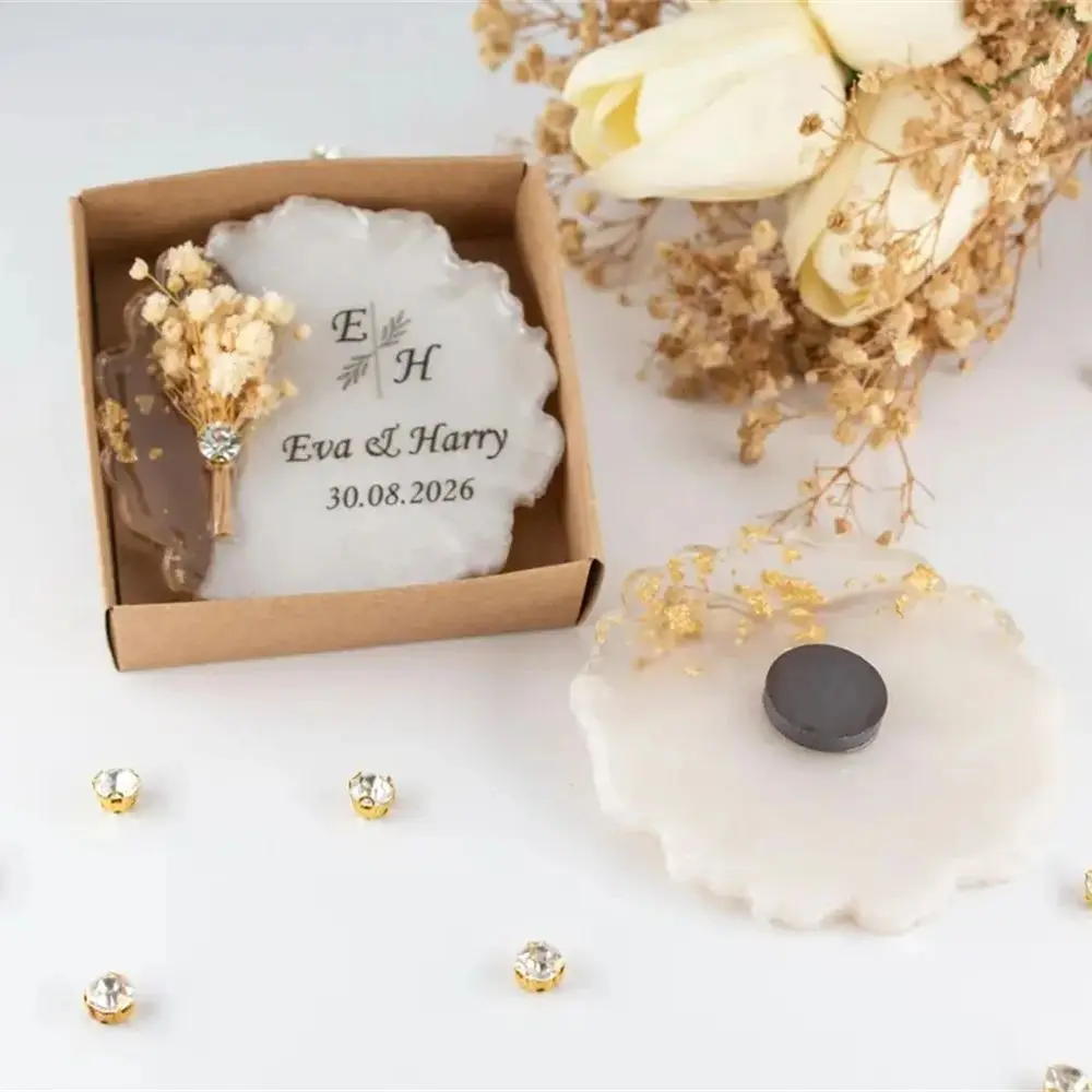 Favor magnético de resina epoxi navideña - Regalo festivo personalizado - Favor de fiesta de Navidad personalizado - Adorno navideño elegante - Corpor