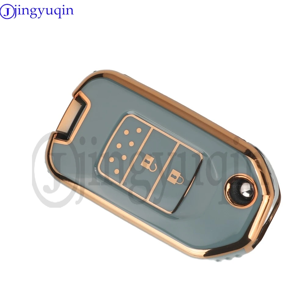 Jingyuqin Sarung Kunci Mobil TPU Baru 2/3 Tombol Untuk Honda Accord EX EXL Civic Crv Hrv Pilot Ridgeline Pocketor Shell Fob Holder