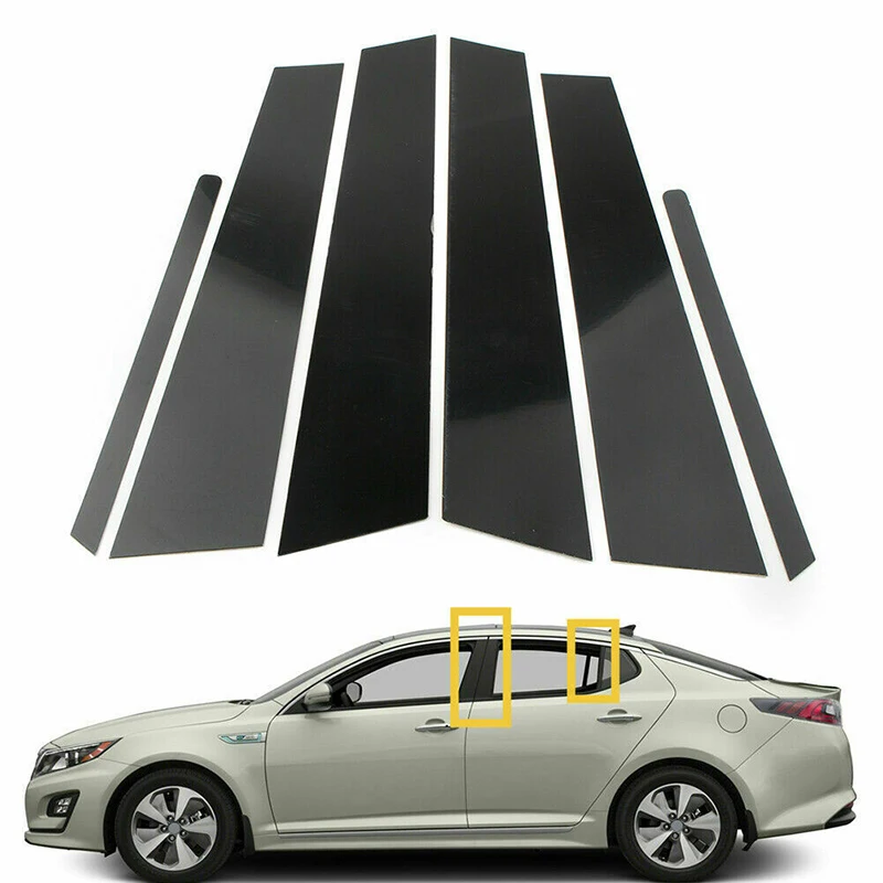 Fit For KIA Optima K5 2011 2012 2013 2014 2015 Gloss Paino Black Pillar Posts Door Side Window Trim Cover BC Column Sritker