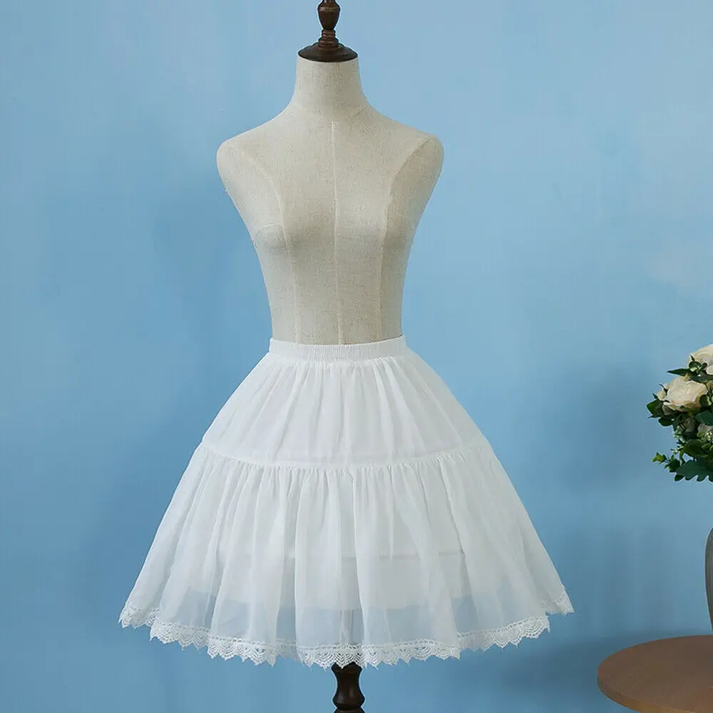 ลูกไม้ Crinoline กระโปรง Petticoat Hoop สีขาว Bustle กรงปรับ