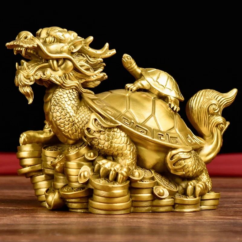 Dragon and Tortoise Pure Copper, Gold and Tortoise Copper Ornaments Handicraft