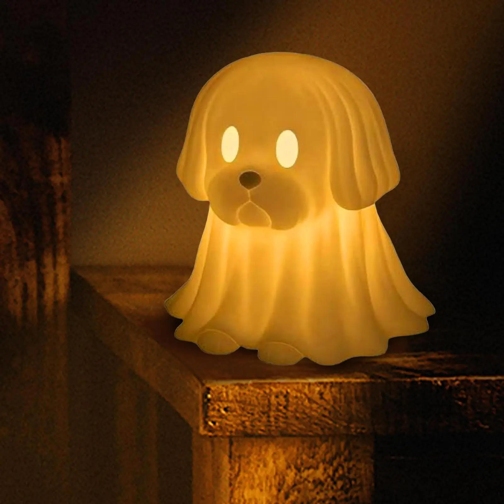 Hond Ghost Beeldje Halloween Ghost Dog LED Nachtlampje Leuke Tafel Centerpieces Voor Nachtkastjes Bar Indoor Badkamer Mantel Party