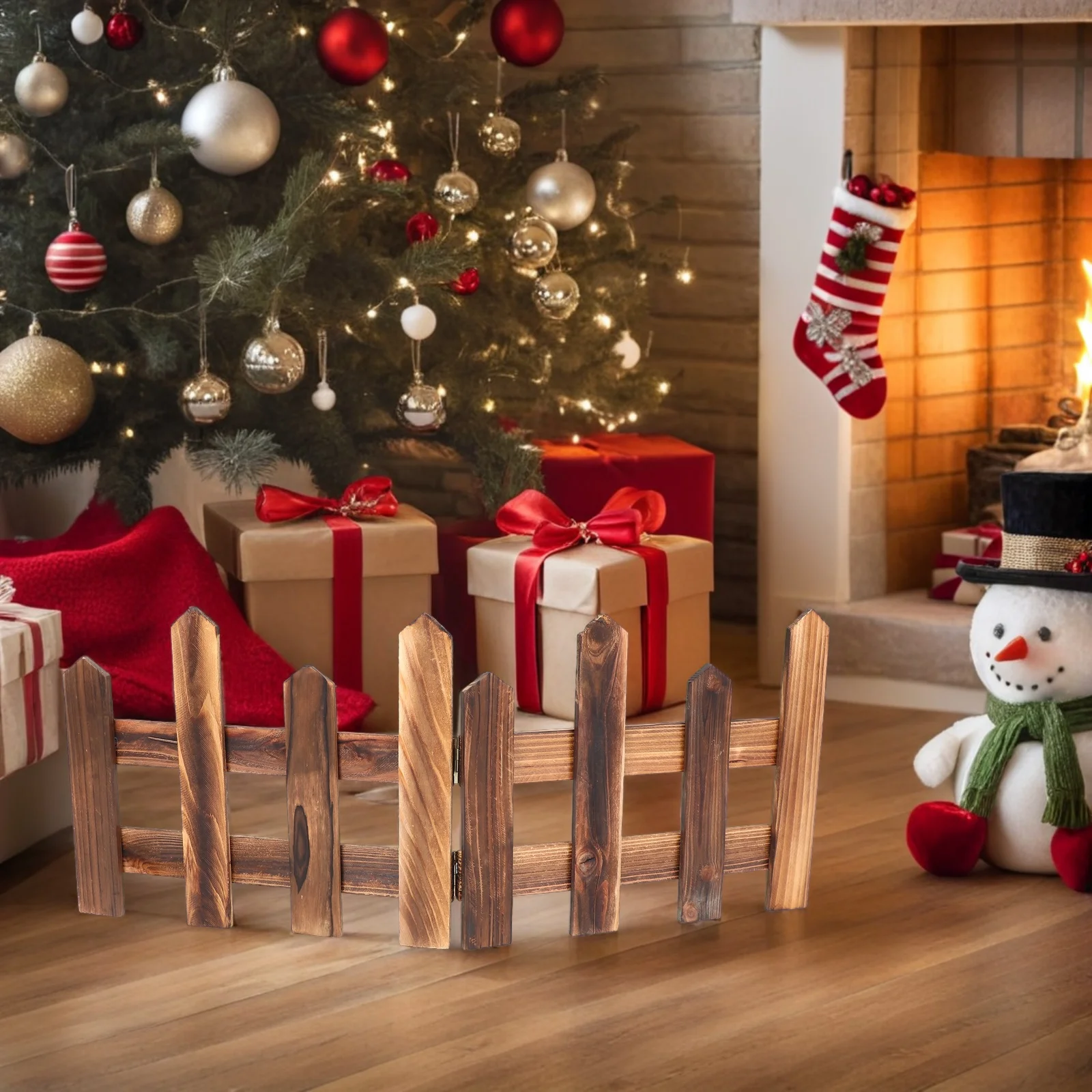 

Christmas Tree Fence Wooden Picket Fence For Pets Cat Blocker Diy Yard Garden Landscape Edging Border Outdoor Festive Decor