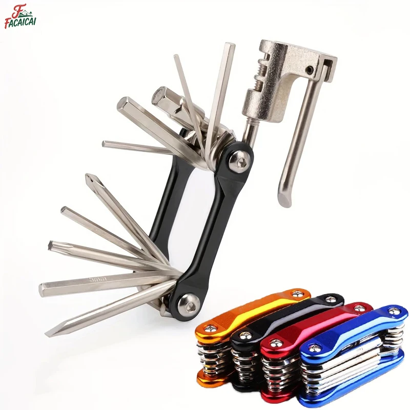 

11-in-1 Bike Tool Mini Multitool Kit - Lightweight Stainless Steel Tool Wrench, Screwdriver, Chain, Hexagon Wheel Spoke