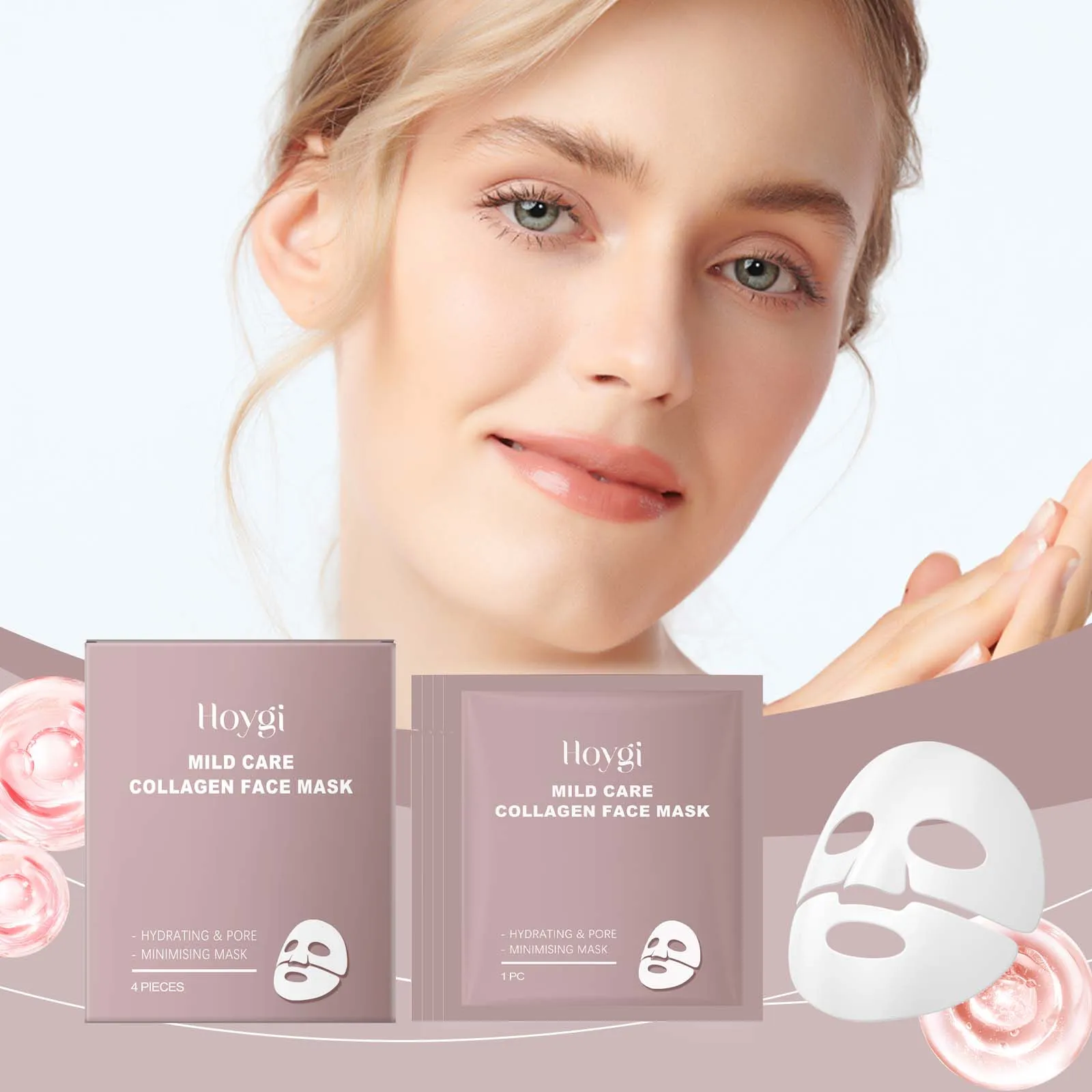 "Collagen Face Mask - Hydrating & Pore Minimizing Sheet Mask for Plump, Glowing Skin - Deep Moisture & Firming Treatment with An