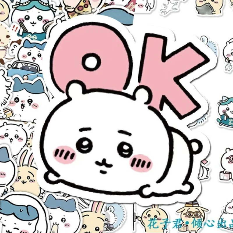 64pcs Cartoon Cute Pattern Stickers Hachiware Usagi Momonga Used To Decorate Mobile Phone Cases Desktops and Water Cups view 2