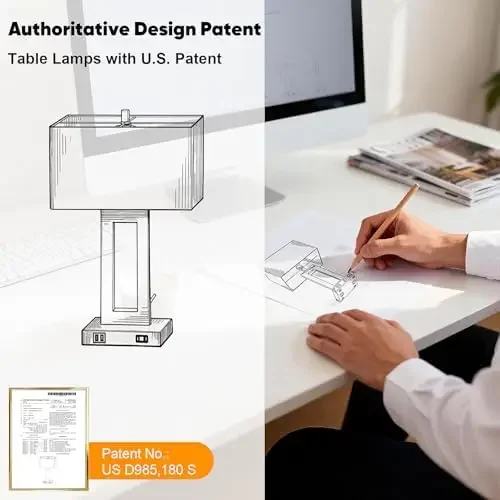 Set of 2 Modern Touch Control Table Lamps with 2 USB Ports, 22’’ Large Bedside Nightstand Lamps 3-Way Dimmable Desk