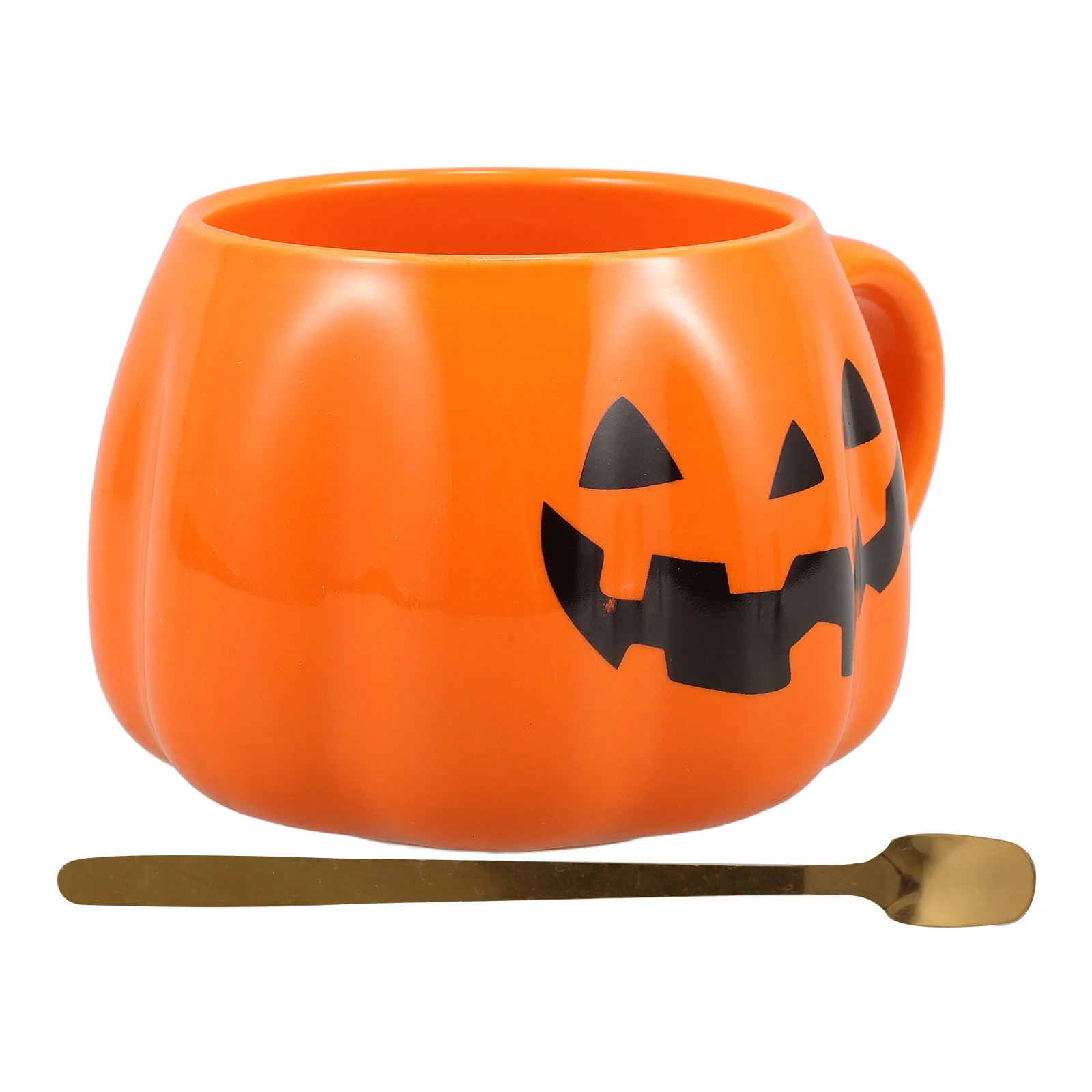 

Mugs Pumpkin Shaped Coffee with Spoon Halloween Water Cup Cups Ceramic Black Funny