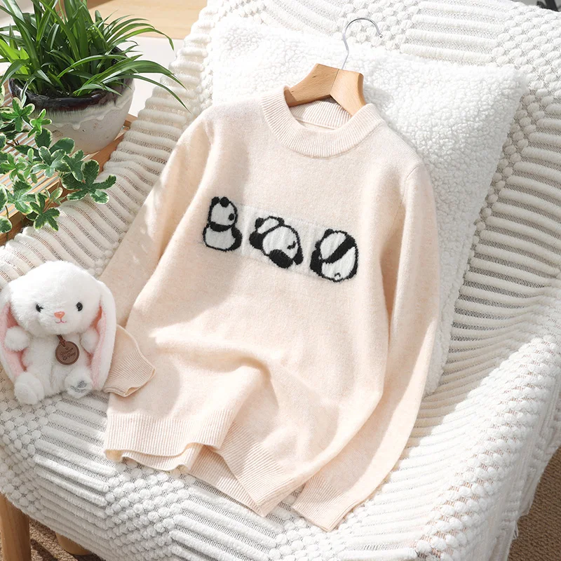 Basic  Soft  Unisex Style 100%  Merino Wool  Sweater Autumn And Winter  Pullover  Long Sleeve O-Neck  Children's Clothing Tops view 5