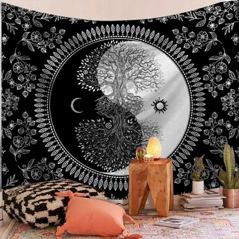 VIKAMA Peacock Mandala Elephant Tapestry Wall Hanging, 6 Assorted Designs, Wall Decor for Bedroom Living Room