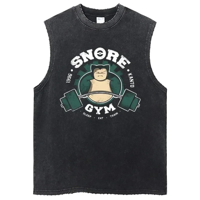 2024 New Men\'s Vintage Leisure Tank Tops Summer Sleeveless T-Shirts For Men Washed Vest Streetwear Oversized Vest Tees Clothing